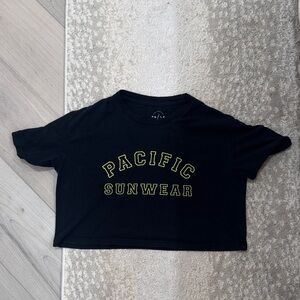 Pacific Sunwear Black Tee with Yellow Text